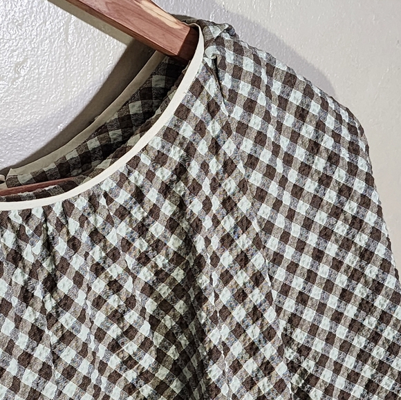 Tish Cox Brown and White Checkered Blouse - Picture 6 of 7